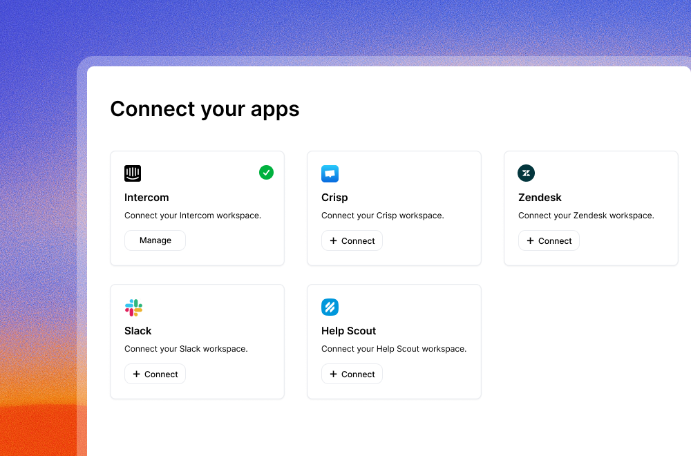 One-click connect with your customer support tool interface